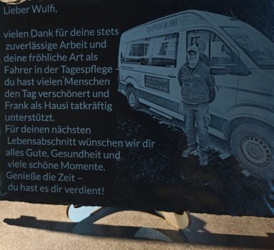 Dankesschreiben an einen Fahrer für seine Arbeit und Unterstützung im Alltag.
